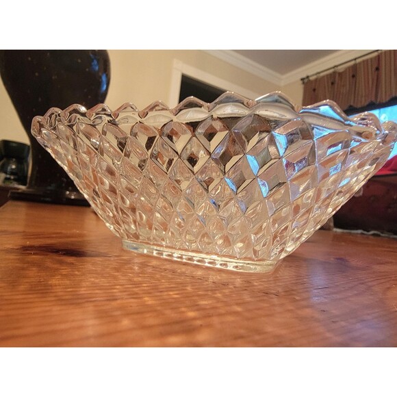 Anchor Hocking Glass Early American Clear VTG Basket weave Candy Fruit Bowl - Picture 2 of 10